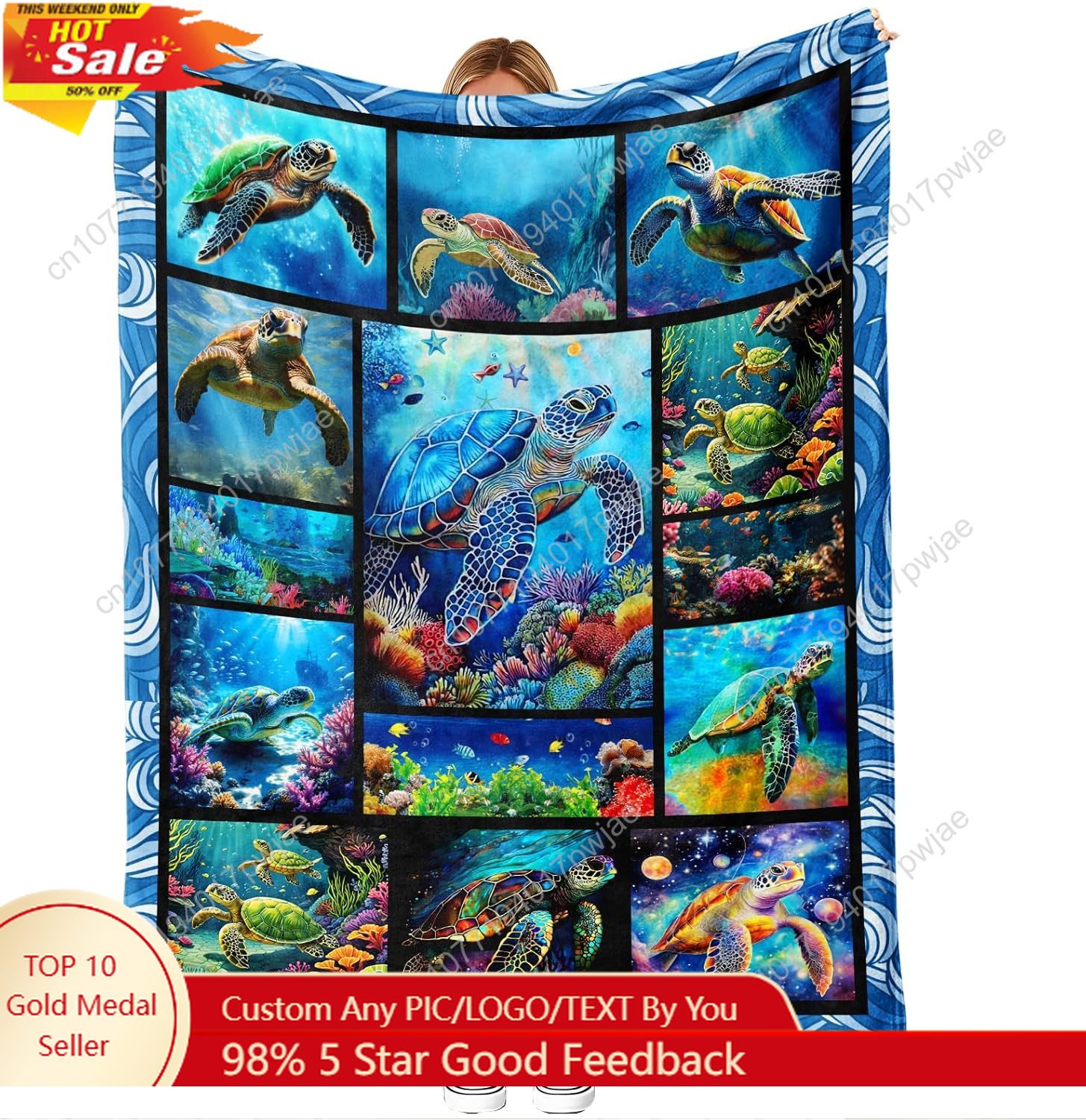 Home Textiles Towel - Cobertor de flanela de tartaruga marinha,