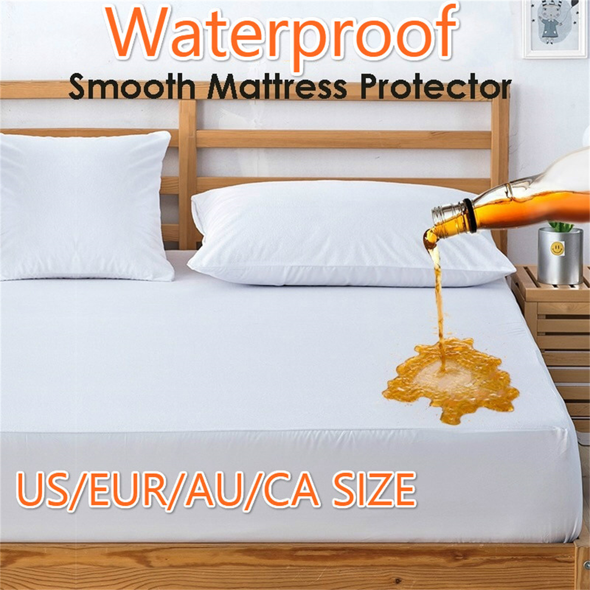 Mattress Pad Topper - Tampa impermeável lisa do protetor do