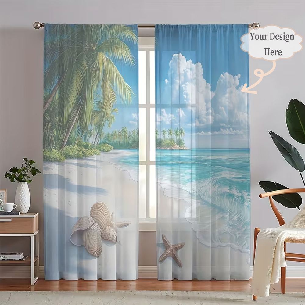 Home Textiles Fabric - Cortinas Transparentes Planas 2D Personalizadas (2