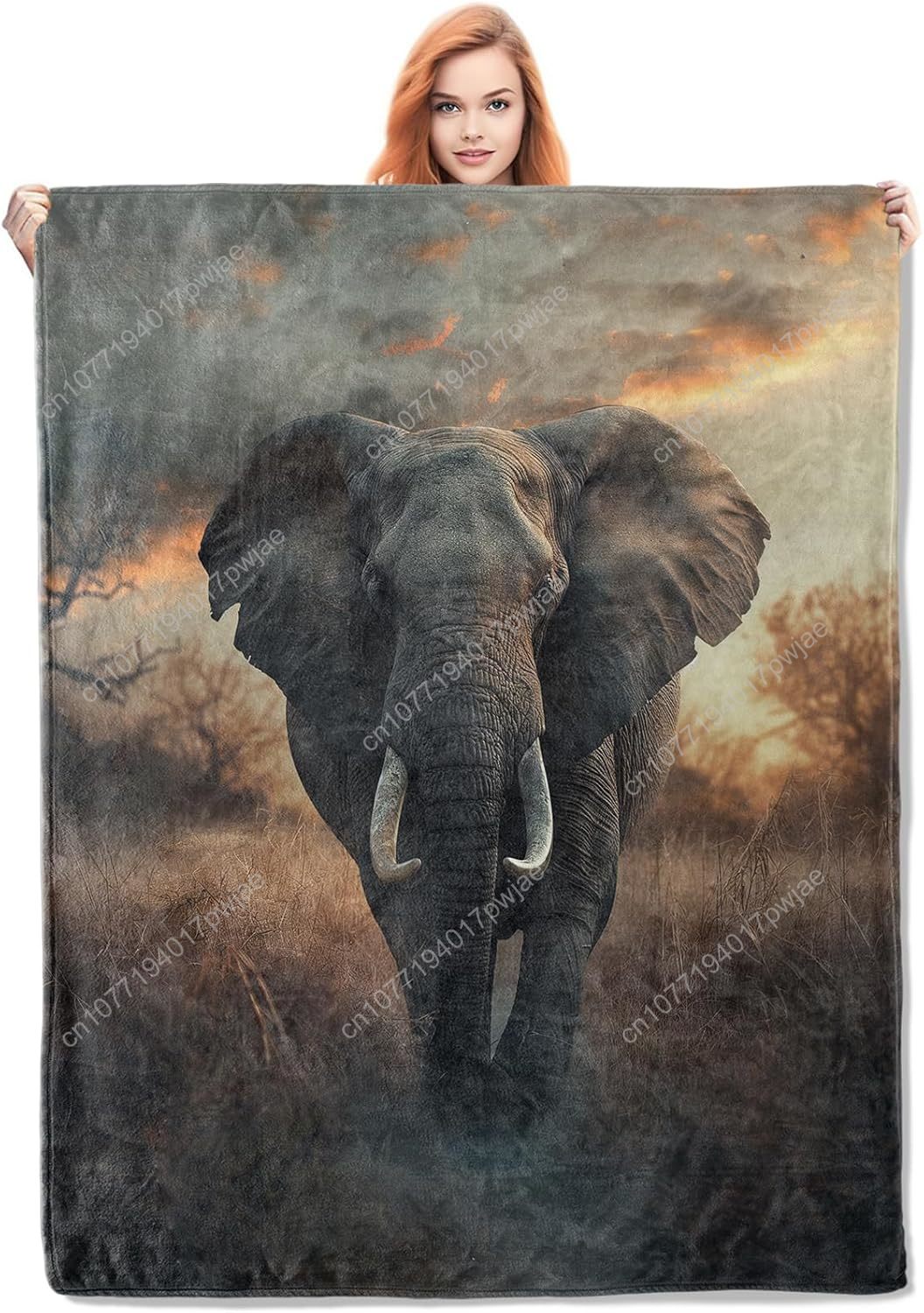 Home Textiles Towel - Cobertor de lã de elefante, cena