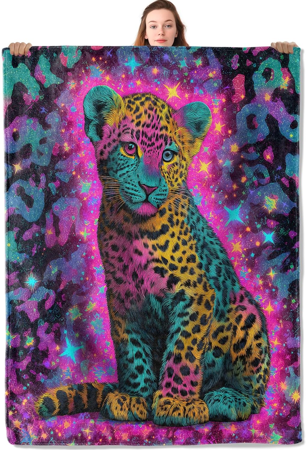 Galaxy Home Textiles - Galáxia leopardo cobertor colorido animal cósmico