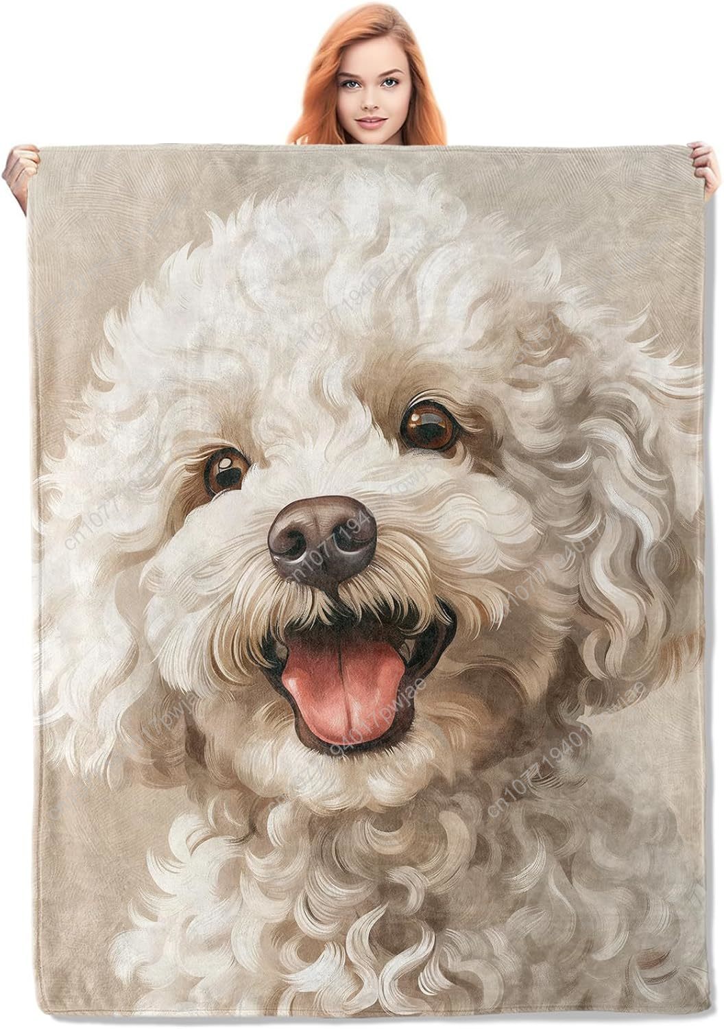 Home Textiles Towel - Cobertor de retrato de poodle alegre,