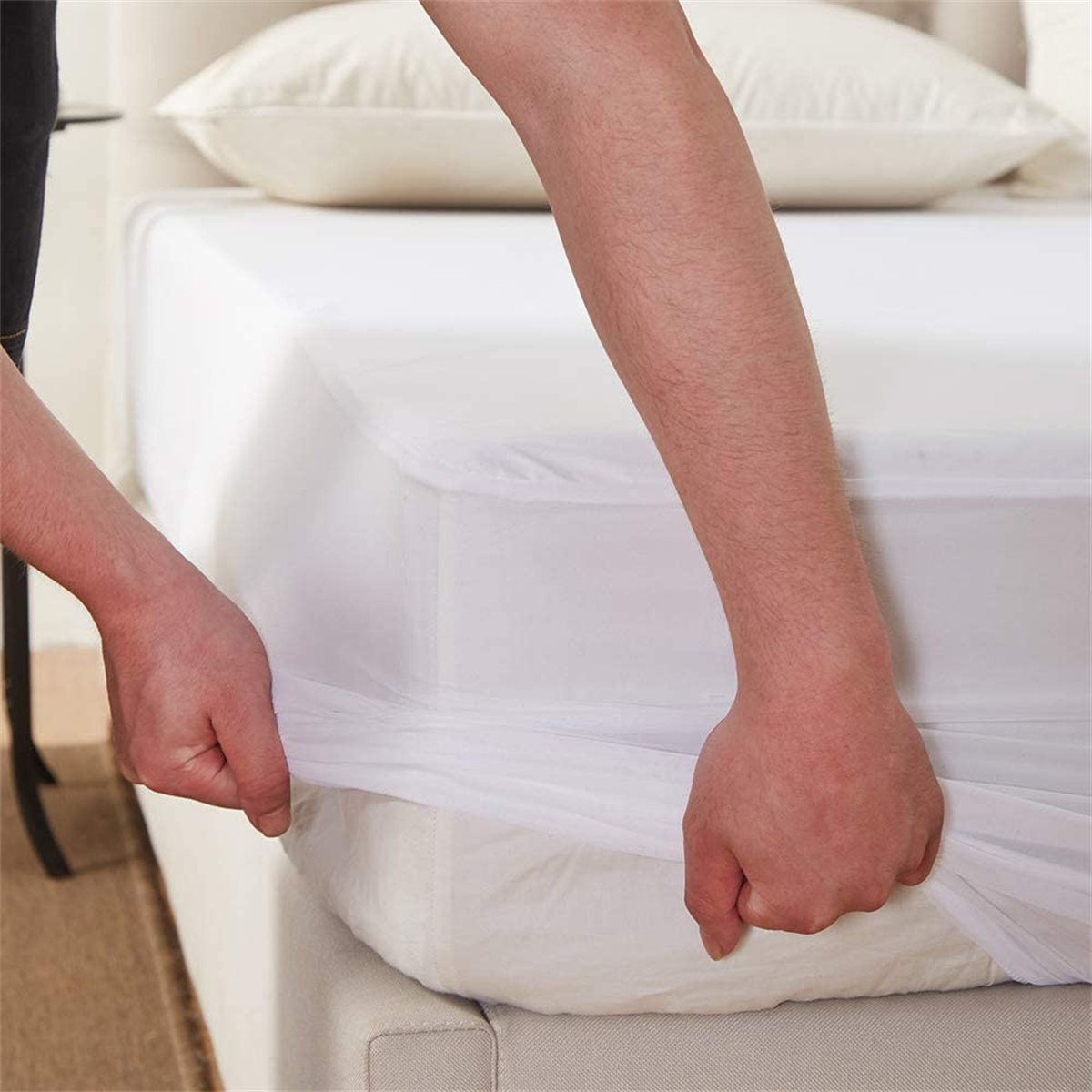 Tampa impermeável lisa do prot - Mattress Pad Topper avaliação e preço